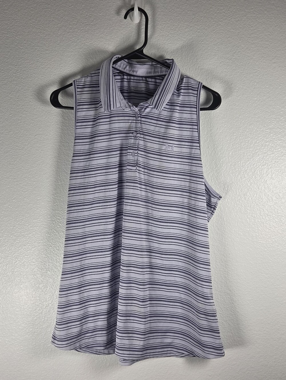 Under Armour Women's Size 2XL Lavender & Purple Striped Sleeveless Polo Tank